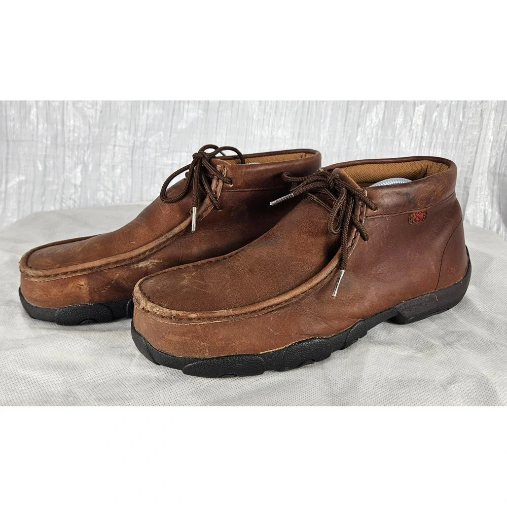 Twisted X Men's 9.5M Moc Chukka Driving Steel-Toe Boots Shoes Brown Leather